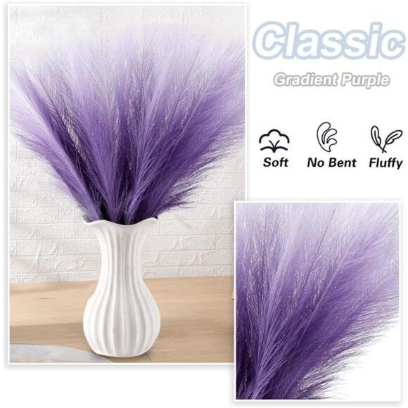 Pampas Grass Small, 30 Pcs 17" Faux Pampas Grass Short Decor, Pompas Grass - Picture 5 of 7